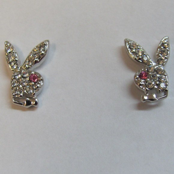 Playboy Earrings Bunny Stud Swarovski Crystal RARE - Picture 8 of 8
